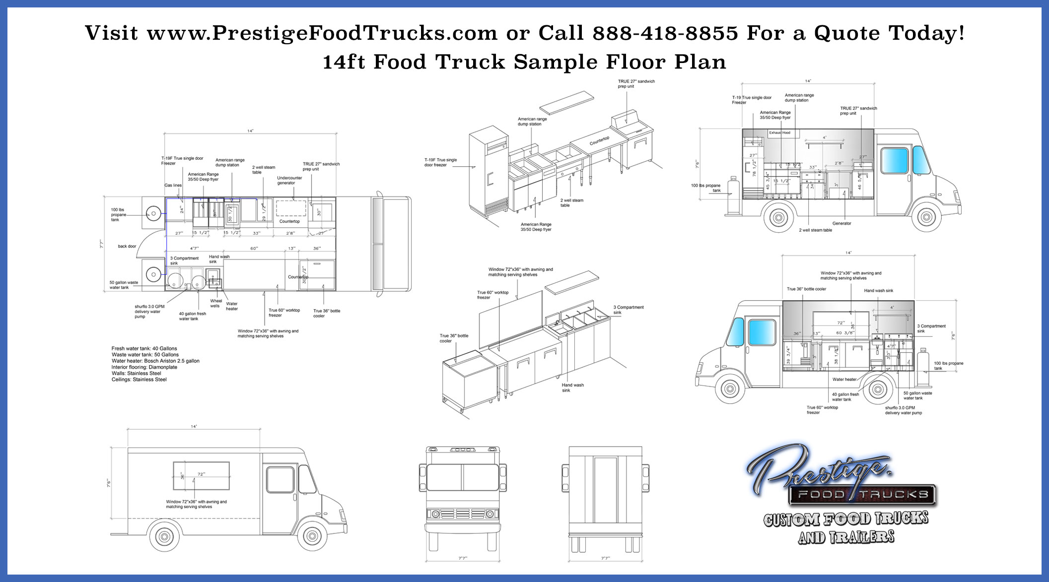 Custom Food Truck Floor Plan Samples | Prestige Custom Food Truck