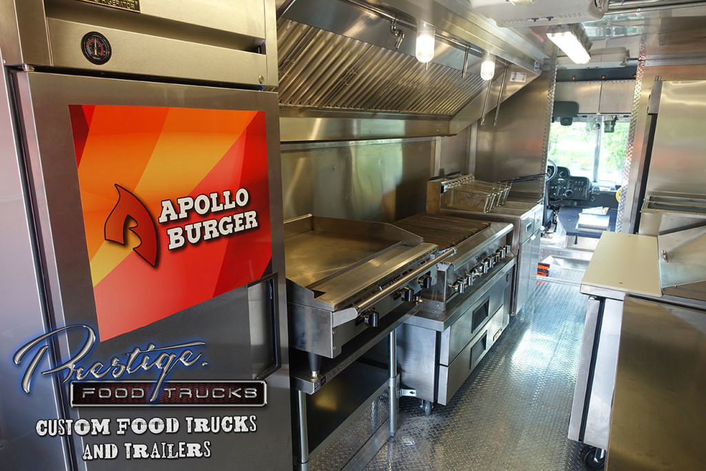 Apollo Burger food truck interior with appliances