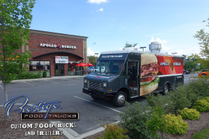 photo of a food truck parked in a restaurant parking lot