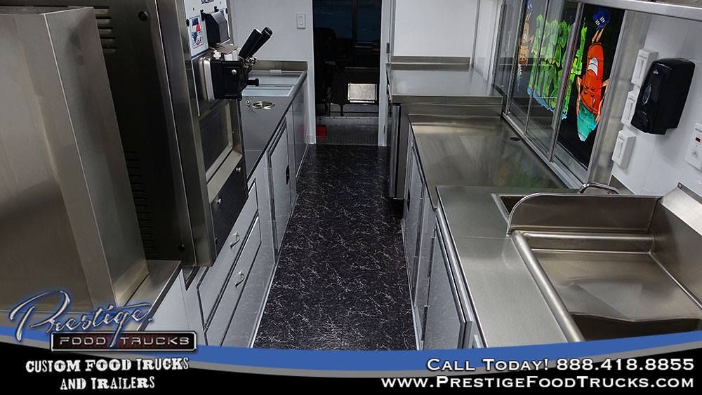 food truck interior with sink and drink dispenser