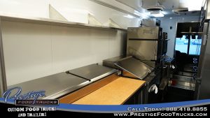 food truck interior with food prep stations