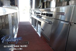 food truck interior center aisle with appliances