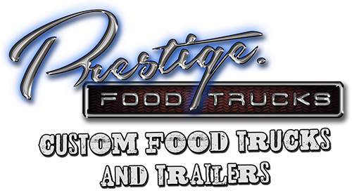 prestige food trucks logo with tagline "custom food trucks and trailers"