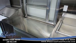 interior of a food truck showing the service window
